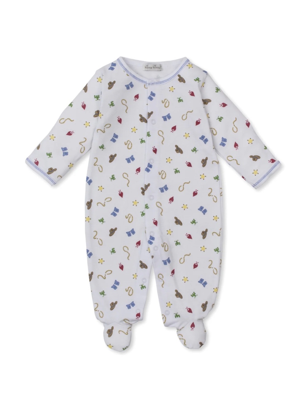 Kissy Kissy Baby Boy Pima Cotton Western Cowboy Footie Pajamas, White – One Size